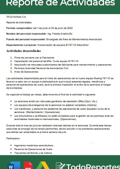 Como Hacer un Reporte de Actividades