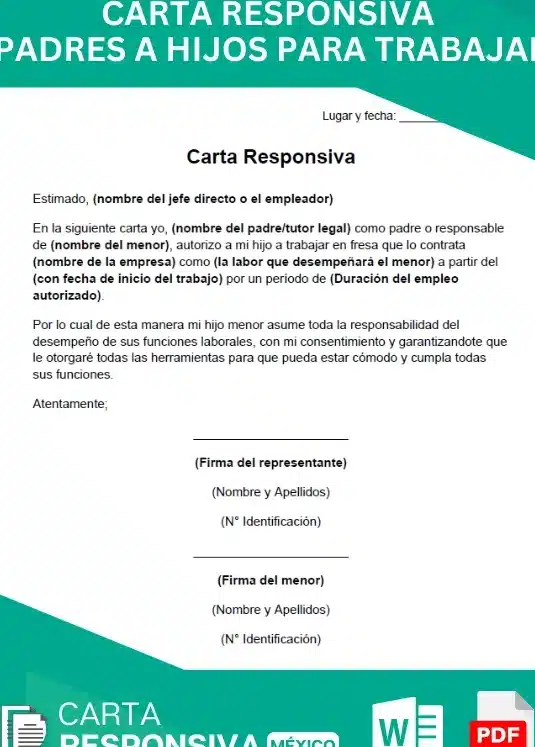 Cómo Hacer Una Carta Responsiva Para Mi Hijo Para Trabajar