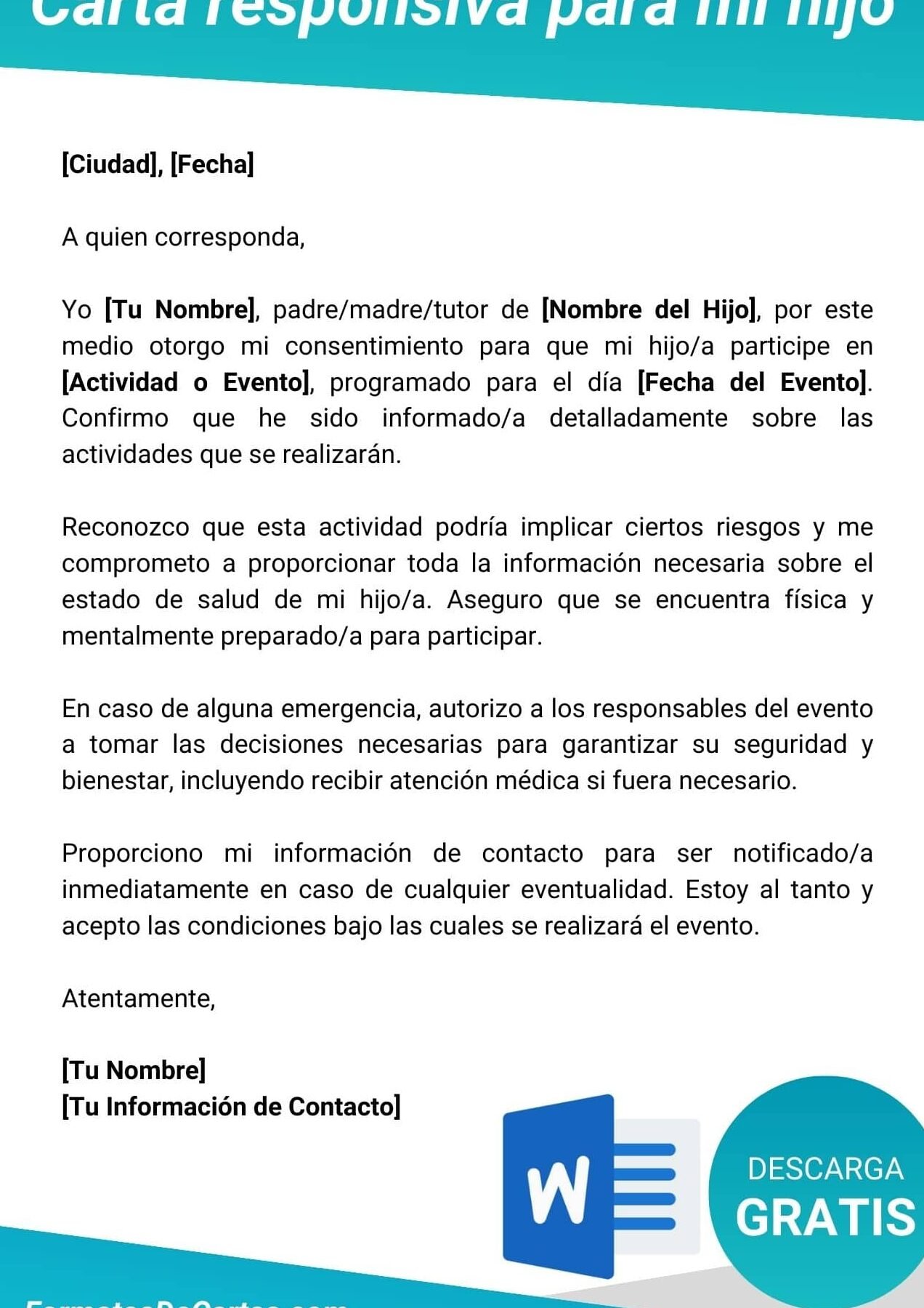 Cómo hacer una carta responsiva para mi hijo