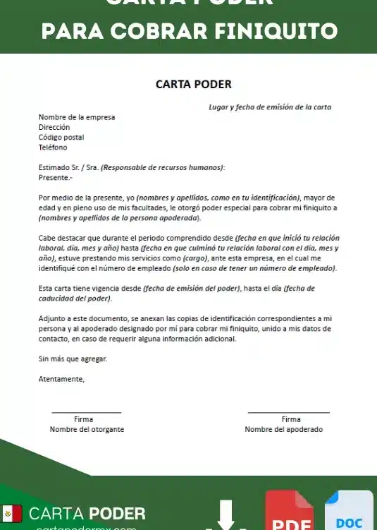 Como Llenar una Carta Poder para Cobrar Finiquito