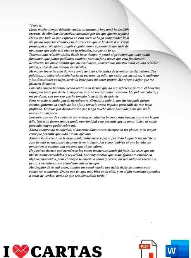 Como Terminar una Relación Tóxica Carta